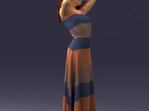 000477 Stylized Female Character in Dress Realistic Human Character 3D Model