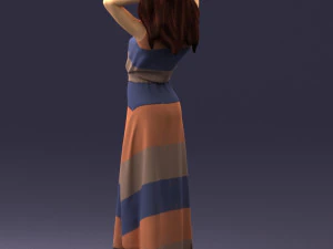 000477 Stylized Female Character in Dress Realistic Human Character 3D Model