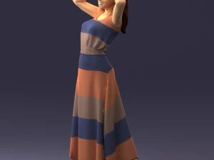 000477 Stylized Female Character in Dress Realistic Human Character 3D Model