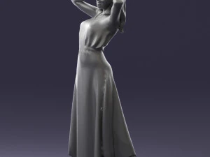 000477 Stylized Female Character in Dress Realistic Human Character 3D Model