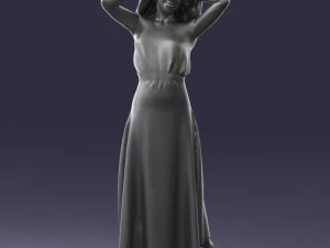 000477 Stylized Female Character in Dress Realistic Human Character 3D Model