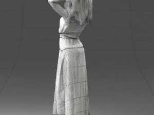 000477 Stylized Female Character in Dress Realistic Human Character 3D Model