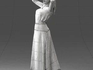 000477 Stylized Female Character in Dress Realistic Human Character 3D Model