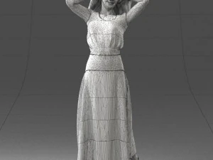 000477 Stylized Female Character in Dress Realistic Human Character 3D Model
