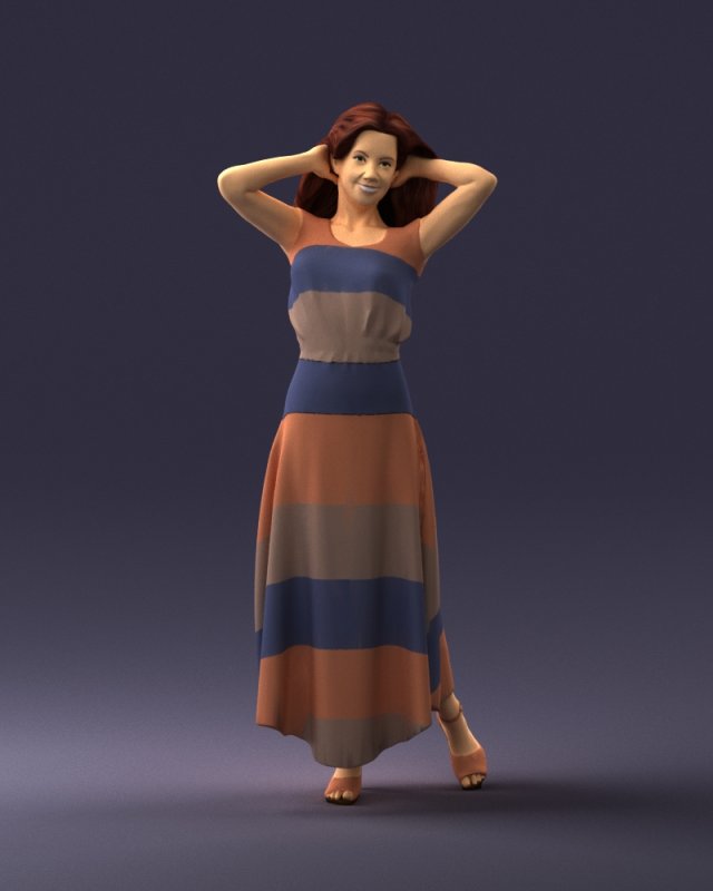 woman in dress 0143 3d print ready Modello di stampa 3D .c4d .max .obj .3ds .fbx .stl .blend 