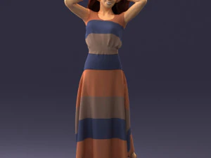 000477 Stylized Female Character in Dress Realistic Human Character 3dp 3D Print Model