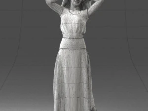 000477 Stylized Female Character in Dress Realistic Human Character 3dp 3D Print Model