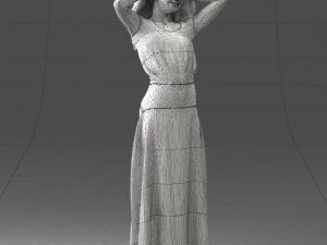000477 Stylized Female Character in Dress Realistic Human Character 3dp 3D Print Model