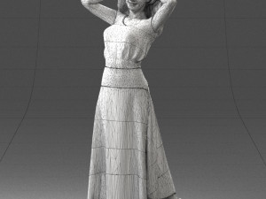 woman in dress 0143 3d print ready Modello di stampa 3D