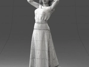 000477 Stylized Female Character in Dress Realistic Human Character 3dp 3D Print Model