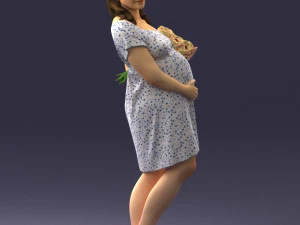 000479 Pregnant Girl with White Roses 3D Model