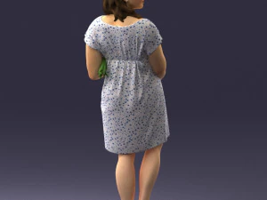 000479 Pregnant Girl with White Roses 3D Model