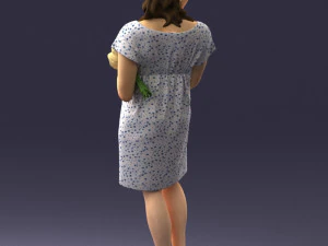 000479 Pregnant Girl with White Roses 3D Model