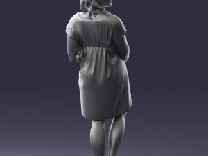 000479 Pregnant Girl with White Roses 3D Model