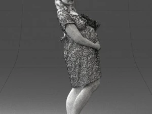 000479 Pregnant Girl with White Roses 3D Model