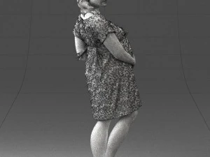 000479 Pregnant Girl with White Roses 3D Model