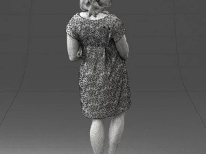000479 Pregnant Girl with White Roses 3D Model