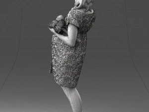 000479 Pregnant Girl with White Roses 3D Model