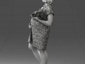 000479 Pregnant Girl with White Roses 3D Model