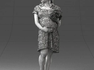 000479 Pregnant Girl with White Roses 3D Model