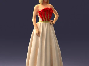 000483 Elegant Woman in Evening Dress 3D Model