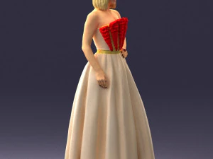 000483 Elegant Woman in Evening Dress 3D Model