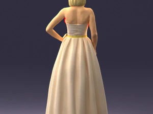 000483 Elegant Woman in Evening Dress 3D Model