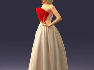 000483 Elegant Woman in Evening Dress 3D Model