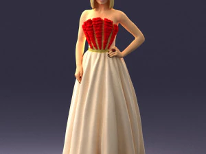 000483 Elegant Woman in Evening Dress 3D Model