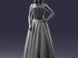 000483 Elegant Woman in Evening Dress 3D Model