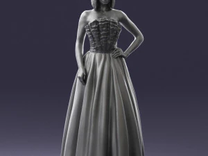 000483 Elegant Woman in Evening Dress 3D Model