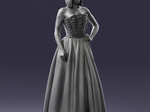 000483 Elegant Woman in Evening Dress 3D Model