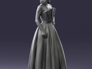000483 Elegant Woman in Evening Dress 3D Model