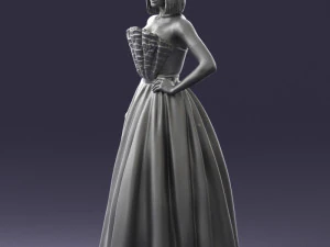 000483 Elegant Woman in Evening Dress 3D Model