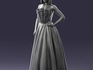 000483 Elegant Woman in Evening Dress 3D Model