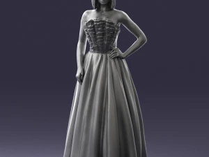 000483 Elegant Woman in Evening Dress 3D Model