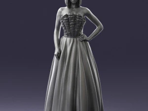 000483 Elegant Woman in Evening Dress 3D Model
