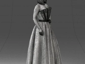 000483 Elegant Woman in Evening Dress 3D Model