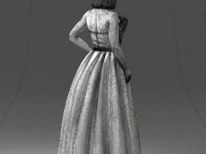 000483 Elegant Woman in Evening Dress 3D Model