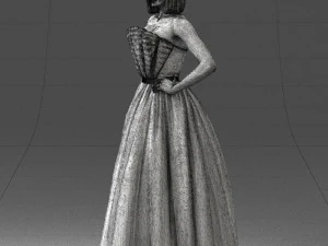 000483 Elegant Woman in Evening Dress 3D Model