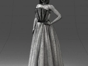 000483 Elegant Woman in Evening Dress 3D Model