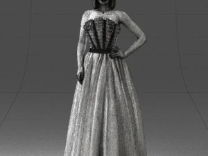 000483 Elegant Woman in Evening Dress 3D Model