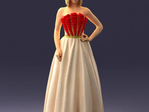 000483 Elegant Woman in Evening Dress 3D Print Model