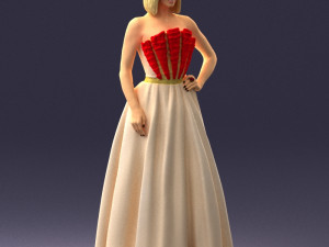 girl in dress 0149 3d print ready Modelo de Impressão 3D