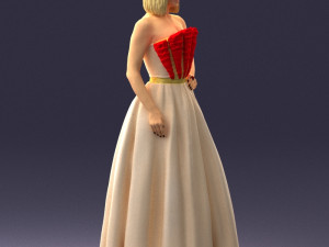 girl in dress 0149 3d print ready Modelo de Impressão 3D