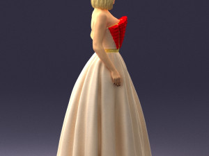 girl in dress 0149 3d print ready Modelo de Impressão 3D
