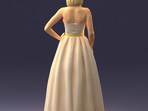 girl in dress 0149 3d print ready Modelo de Impressão 3D