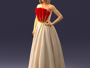 girl in dress 0149 3d print ready Modelo de Impressão 3D