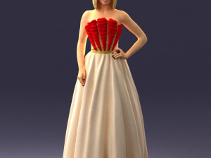 girl in dress 0149 3d print ready Modelo de Impressão 3D