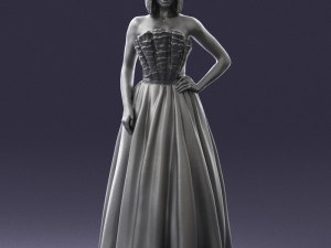 girl in dress 0149 3d print ready Modelo de Impressão 3D